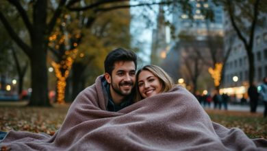 couple under blanket nyc park